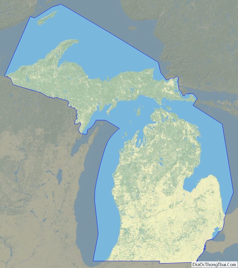 Physical map of Michigan