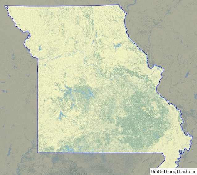 Physical map of Missouri