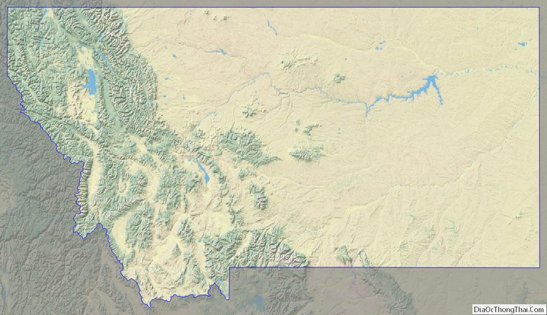 Physical map of Montana