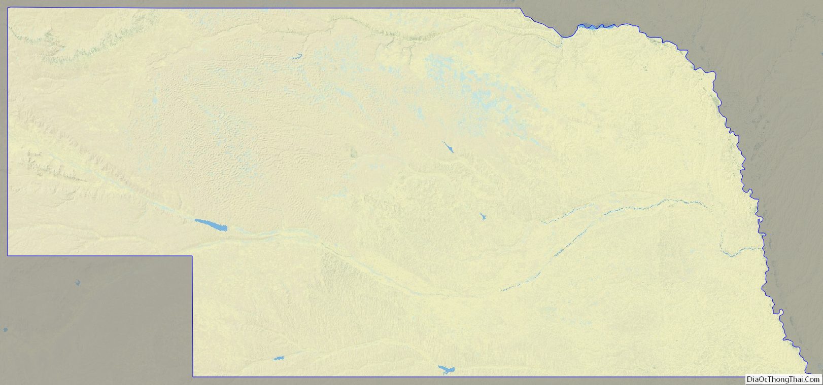 Physical map of Nebraska