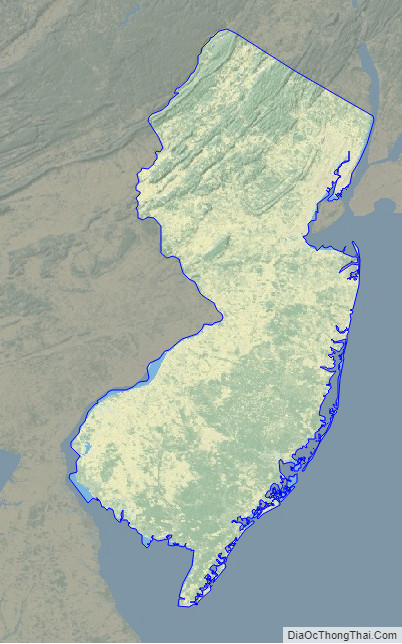 Physical map of New Jersey