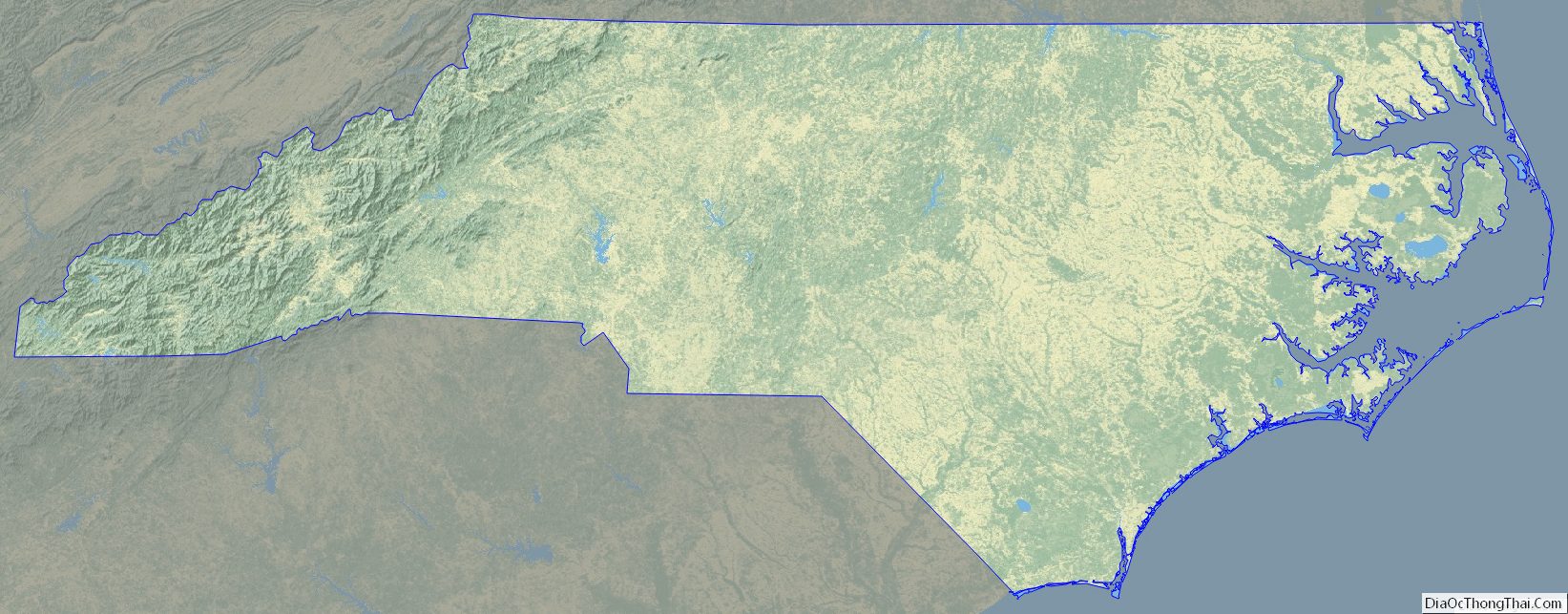 Physical map of North Carolina