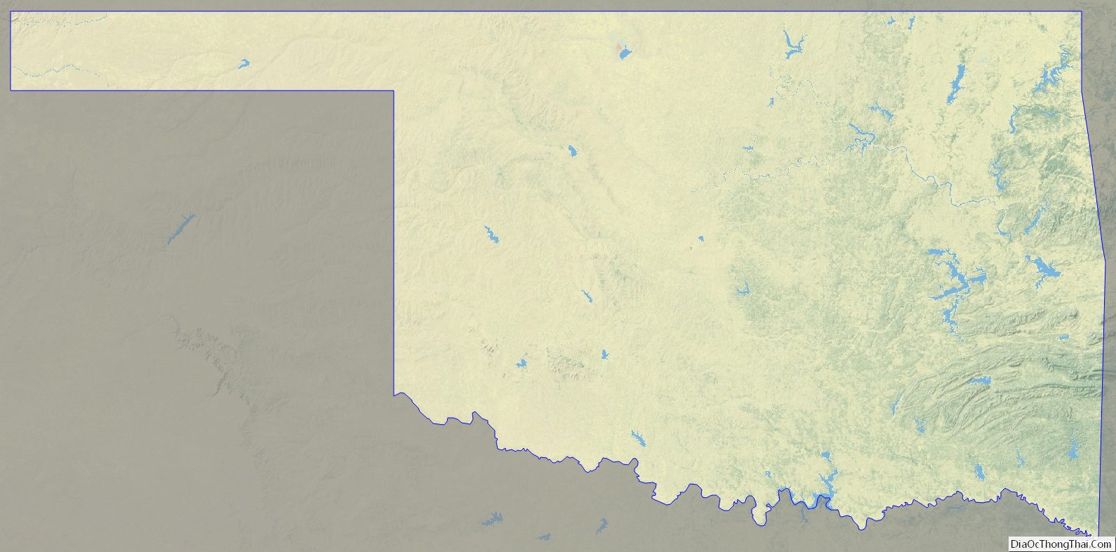 Physical map of Oklahoma