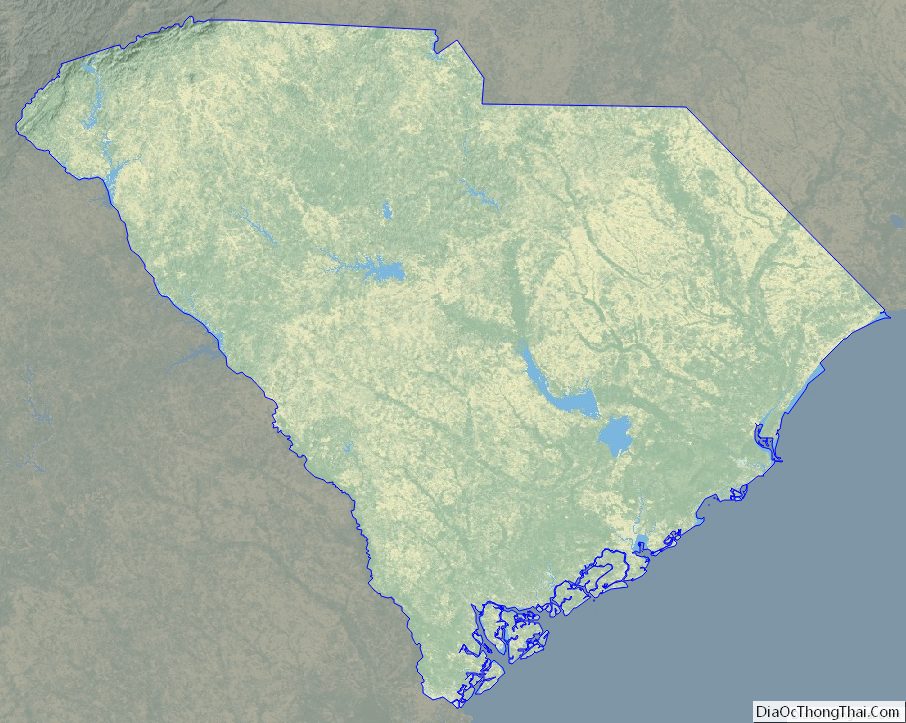 Physical map of South Carolina