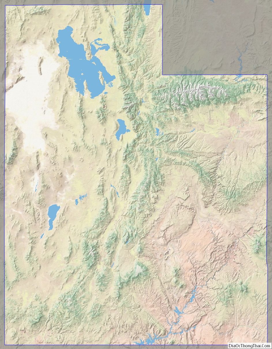 Physical map of Utah