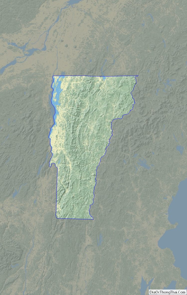 Physical map of Vermont