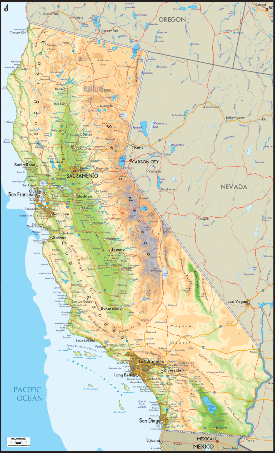 Bản đồ địa lý bang California