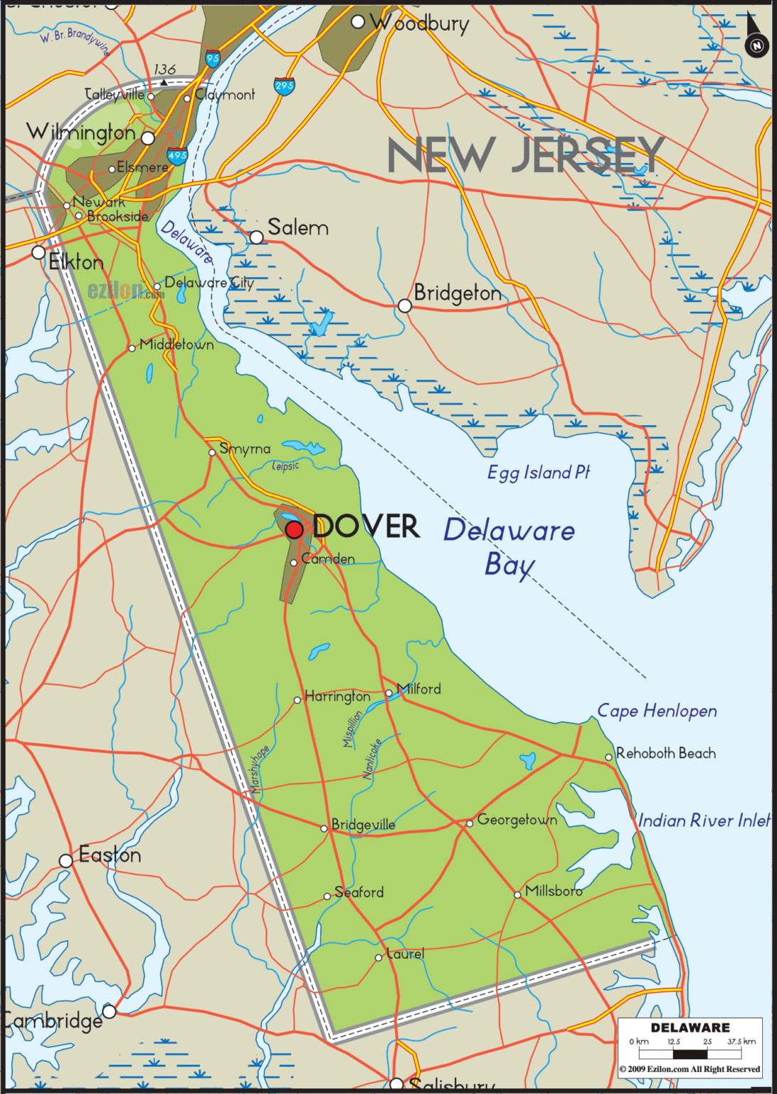 Bản đồ địa lý bang Delaware