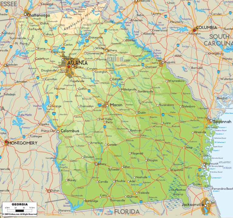 Bản đồ địa lý bang Georgia