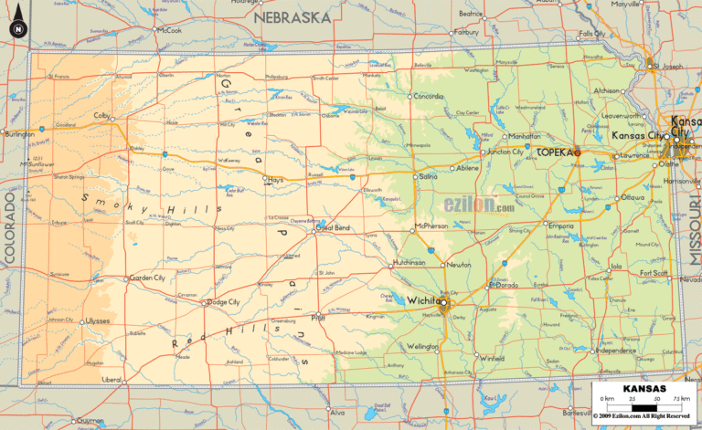 Bản đồ địa lý bang Kansas