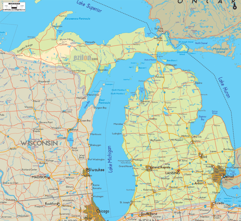 Bản đồ địa lý bang Michigan