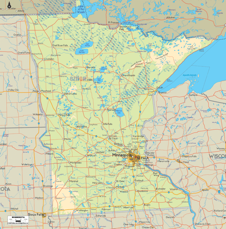 Bản đồ địa lý bang Minnesota