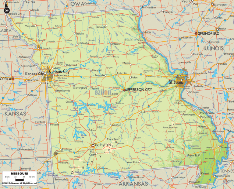 Bản đồ địa lý bang Missouri