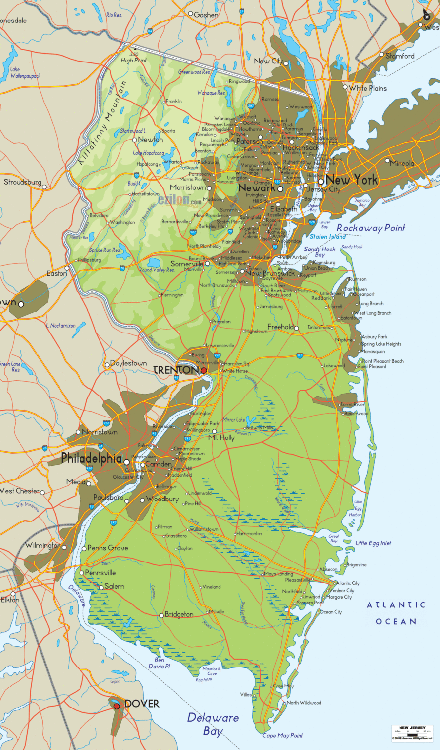 Bản đồ địa lý bang New Jersey