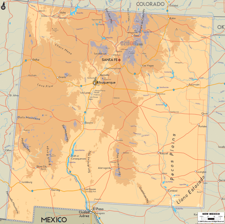 Bản đồ địa lý bang New Mexico