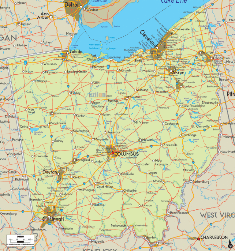 Bản đồ địa lý bang Ohio