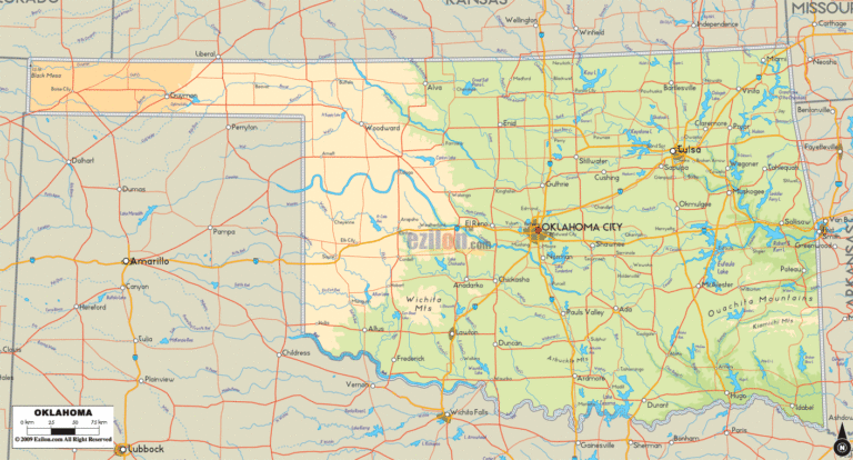 Bản đồ địa lý bang Oklahoma