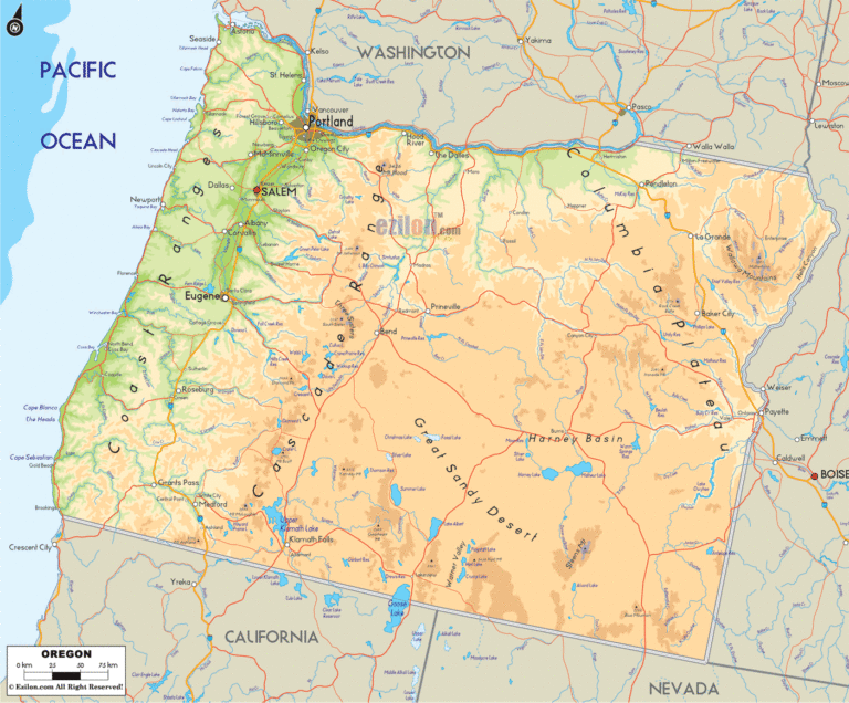 Bản đồ địa lý bang Oregon