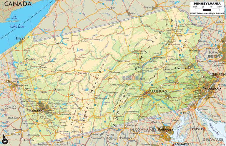 Bản đồ địa lý bang Pennsylvania