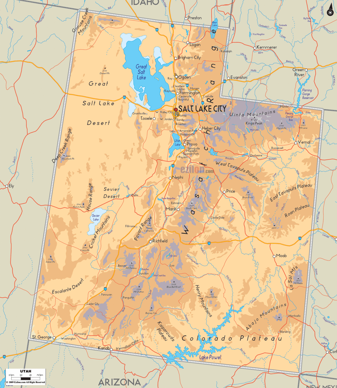 Bản đồ địa lý bang Utah