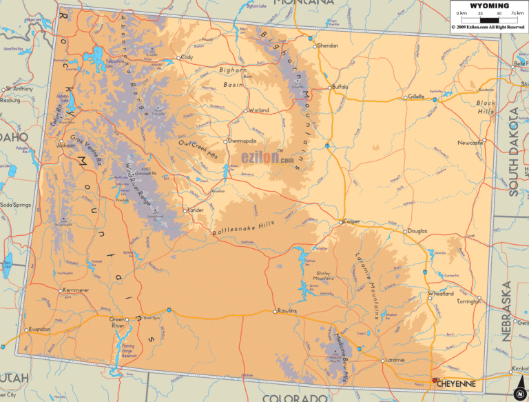 Bản đồ địa lý bang Wyoming