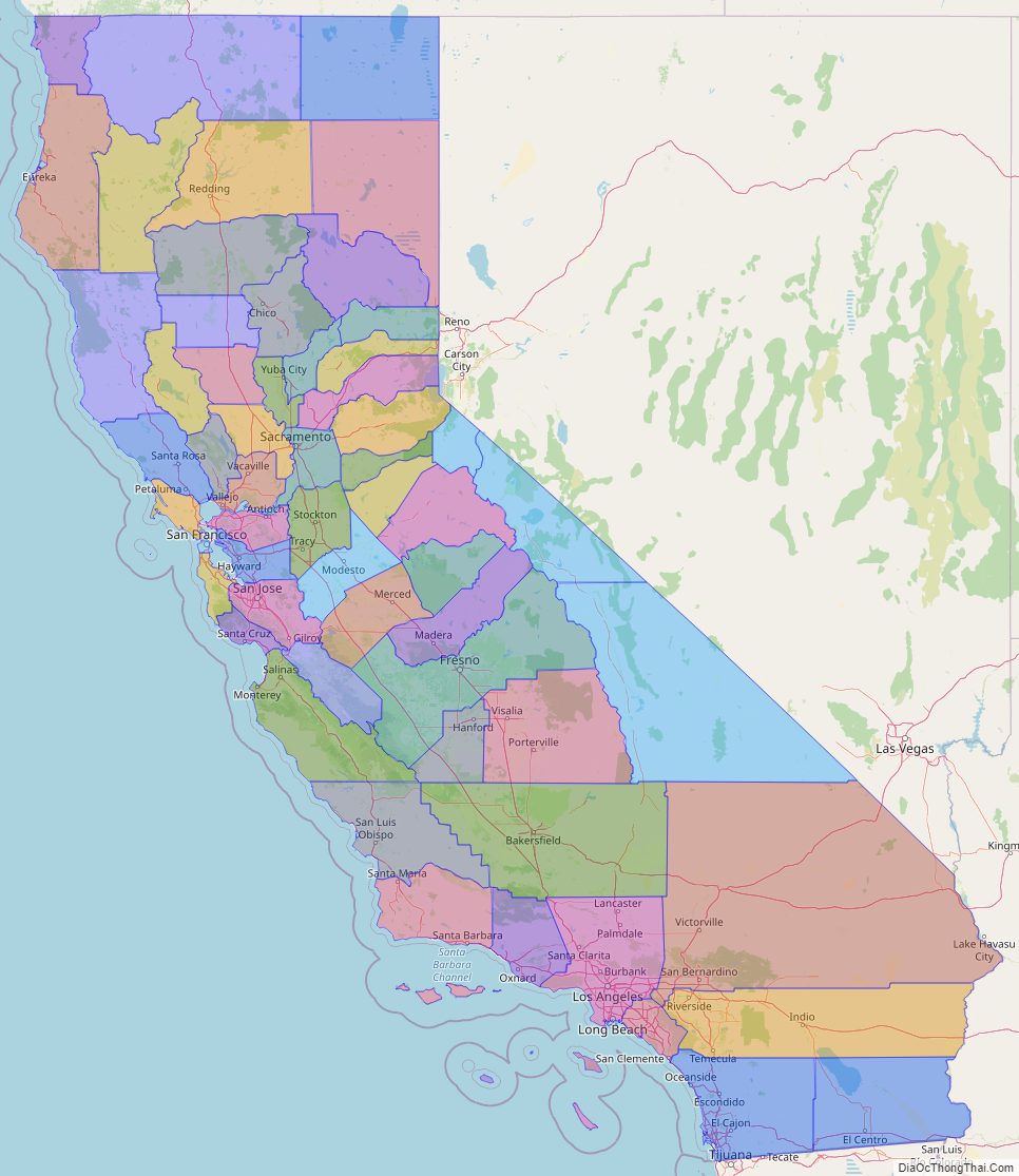 Printable - Large Scale Political Map of California