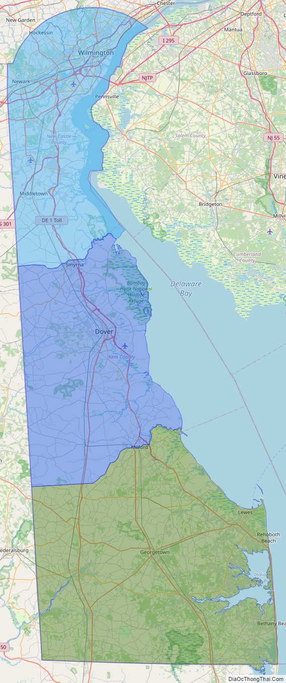 Printable - Large Scale Political Map of Delaware