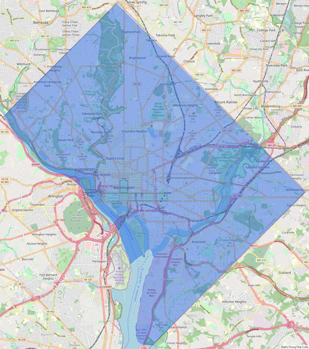 Printable - Large Scale Political Map of District of Columbia