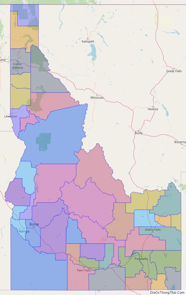 Printable - Large Scale Political Map of Idaho