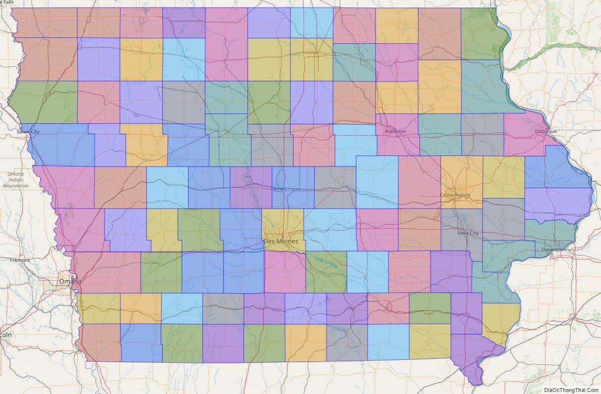 Printable - Large Scale Political Map of Iowa