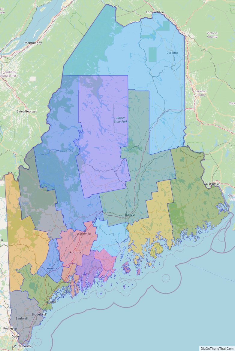 Printable - Large Scale Political Map of Maine