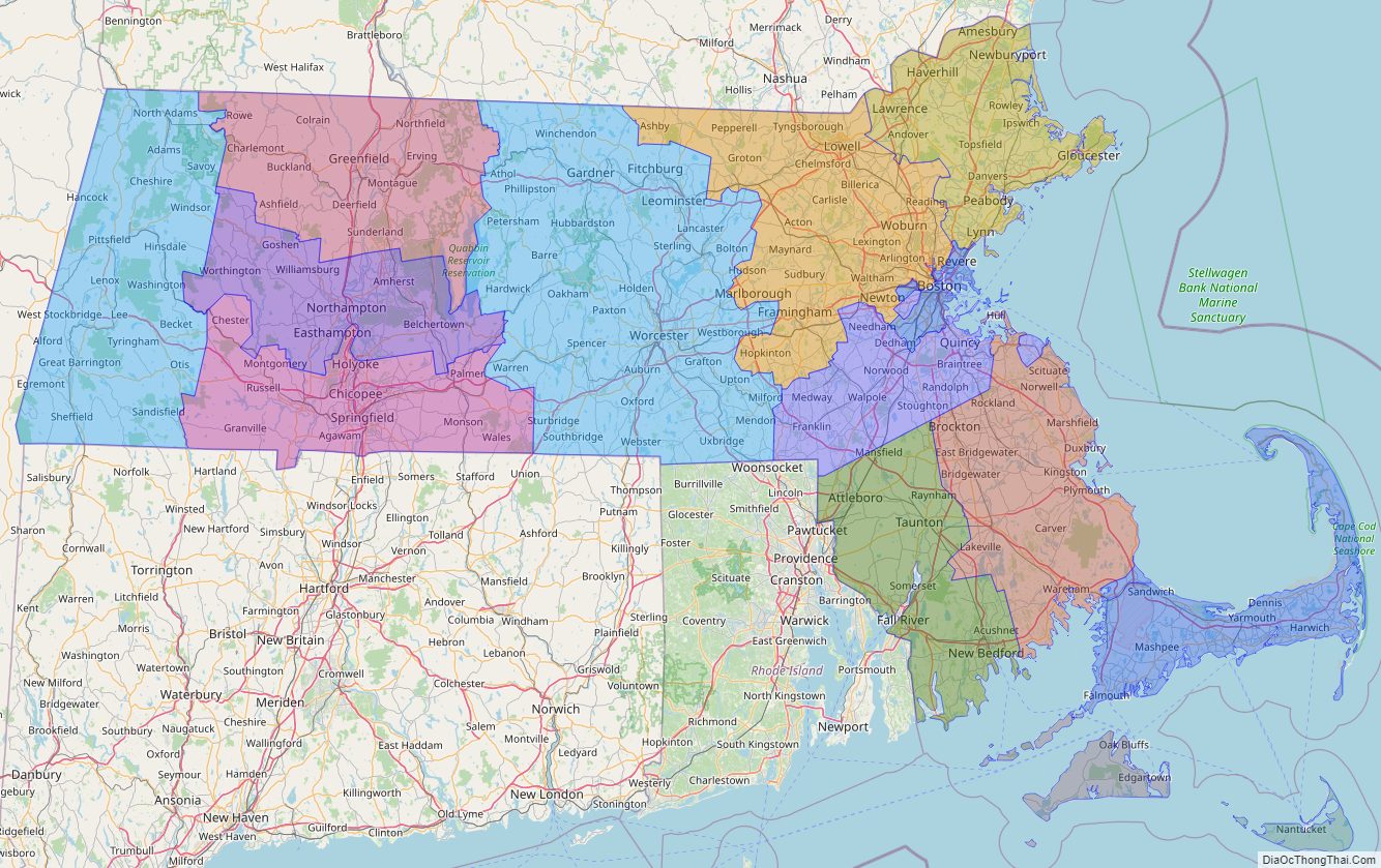 Printable - Large Scale Political Map of Massachusetts