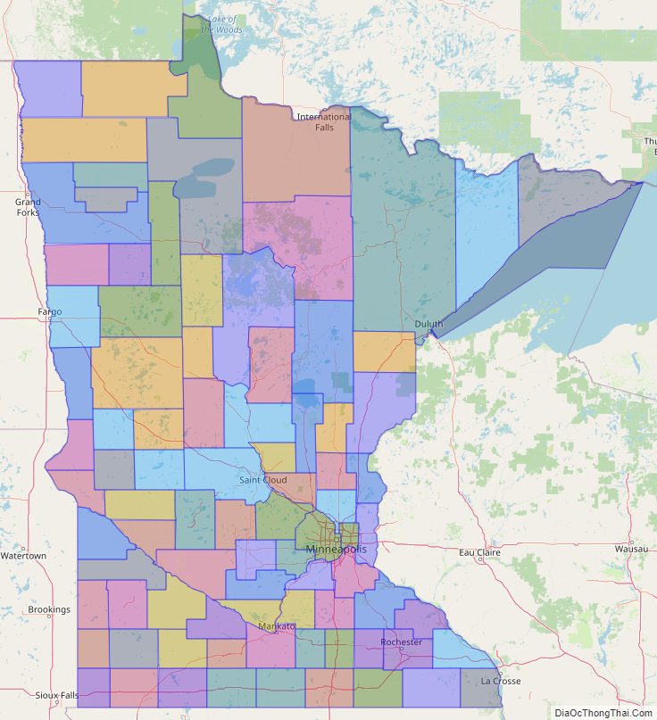 Printable - Large Scale Political Map of Minnesota