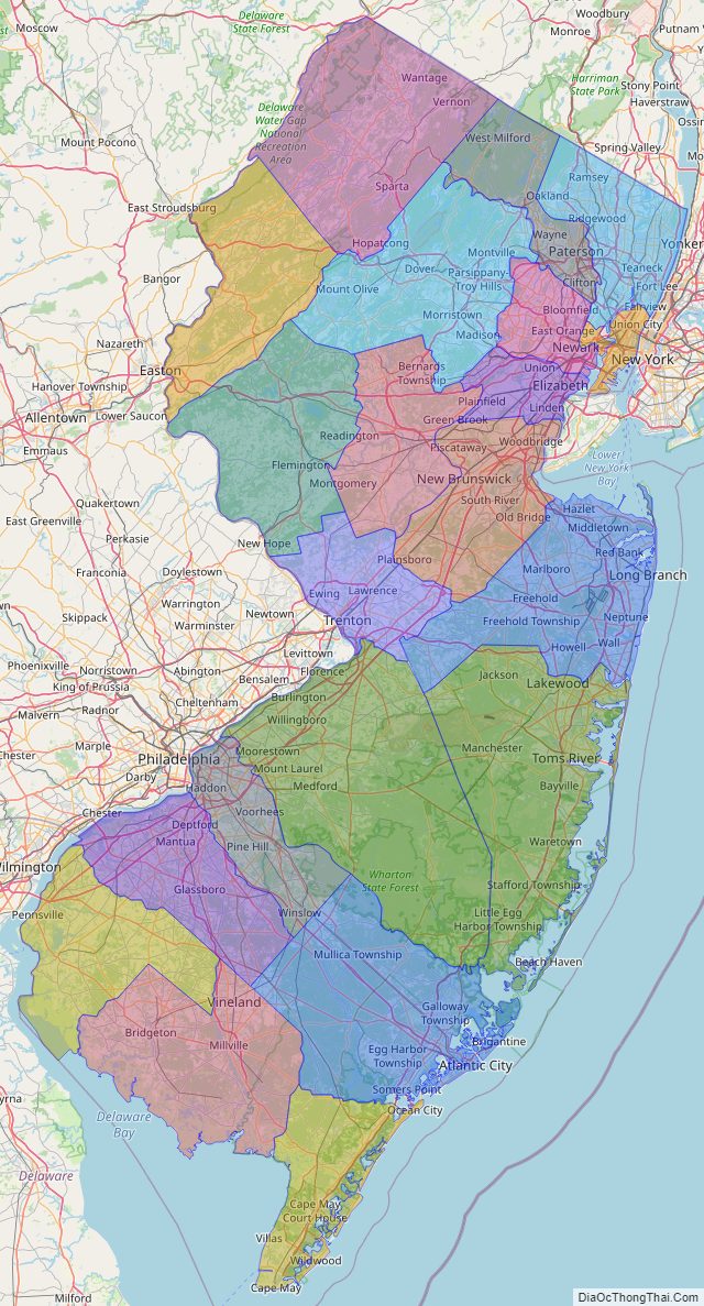 Printable - Large Scale Political Map of New Jersey