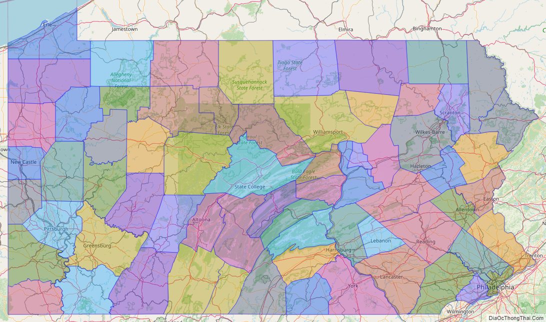 Printable - Large Scale Political Map of Pennsylvania