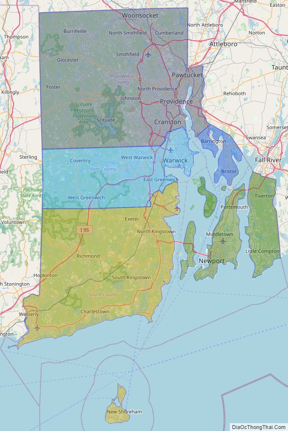 Printable - Large Scale Political Map of Rhode Island