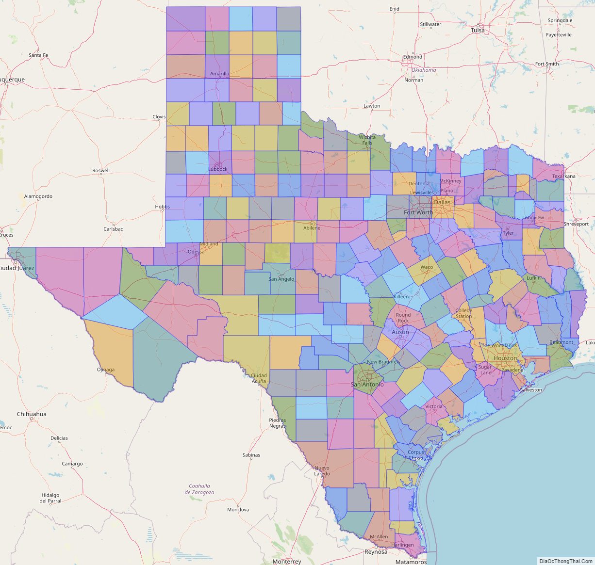 Printable - Large Scale Political Map of Texas