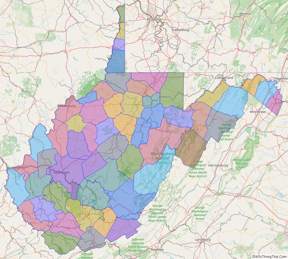 Printable - Large Scale Political Map of West Virginia