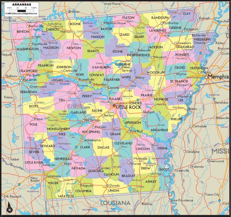 Bản đồ hành chính bang Arkansas