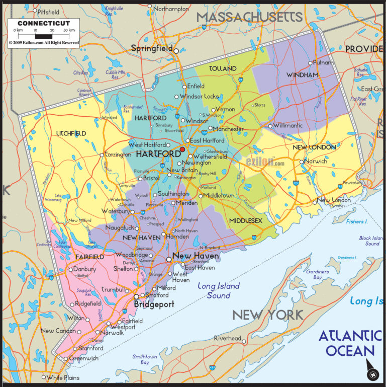 Bản đồ hành chính bang Connecticut