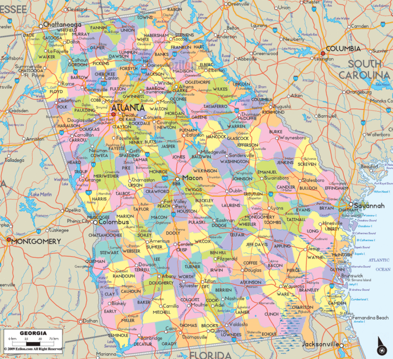 Bản đồ hành chính bang Georgia