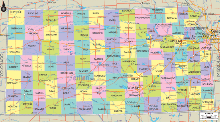 Bản đồ hành chính bang Kansas
