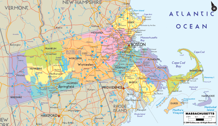 Bản đồ hành chính bang Massachusetts