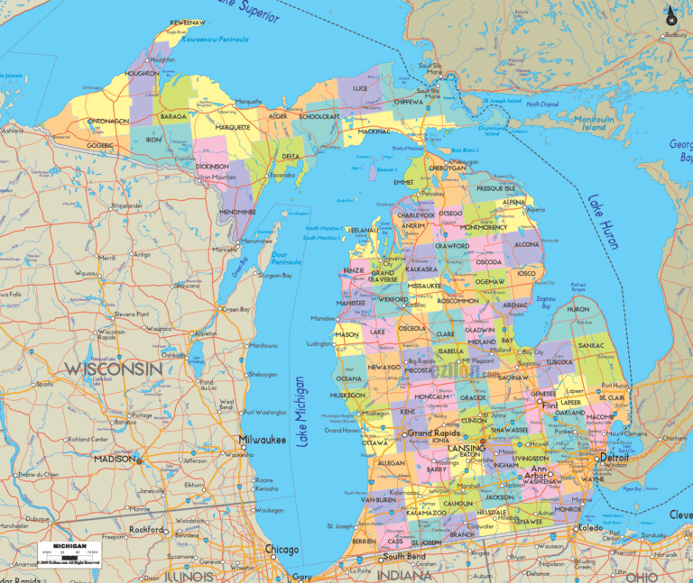Bản đồ hành chính bang Michigan