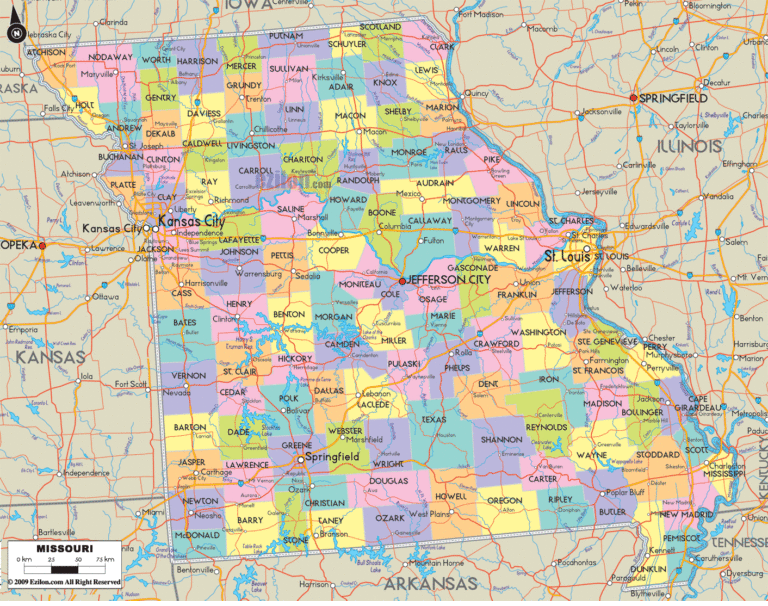 Bản đồ hành chính bang Missouri