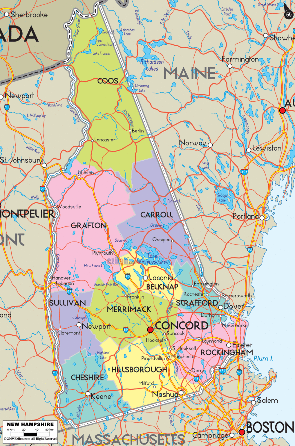 Bản đồ hành chính bang New Hampshire