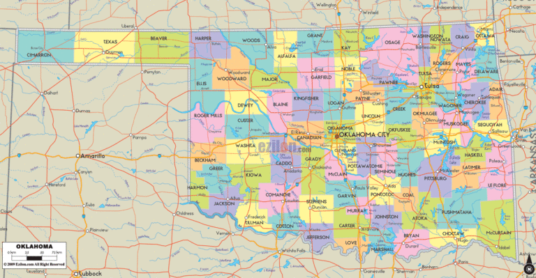 Bản đồ hành chính bang Oklahoma