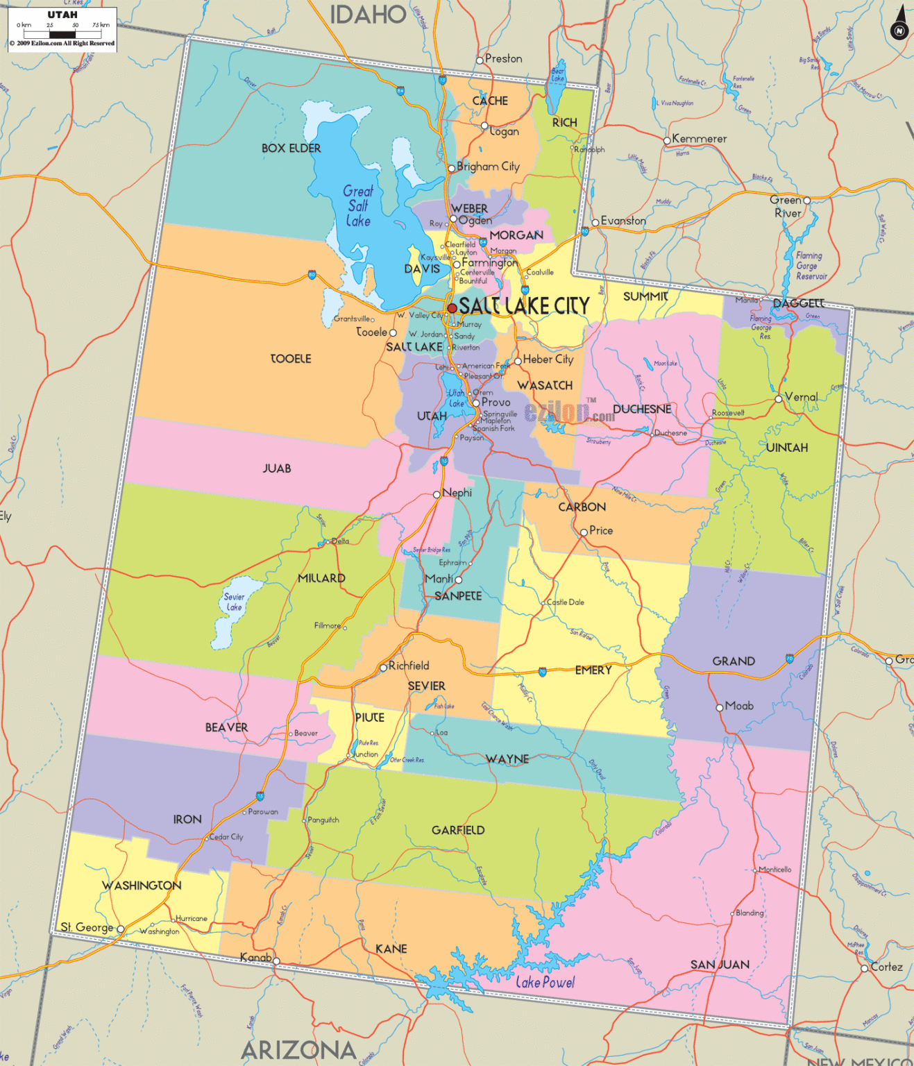Bản đồ hành chính bang Utah