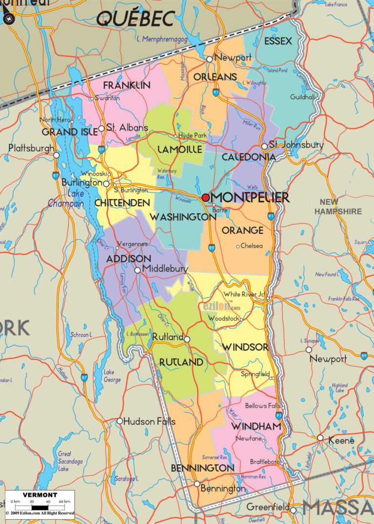 Bản đồ hành chính bang Vermont