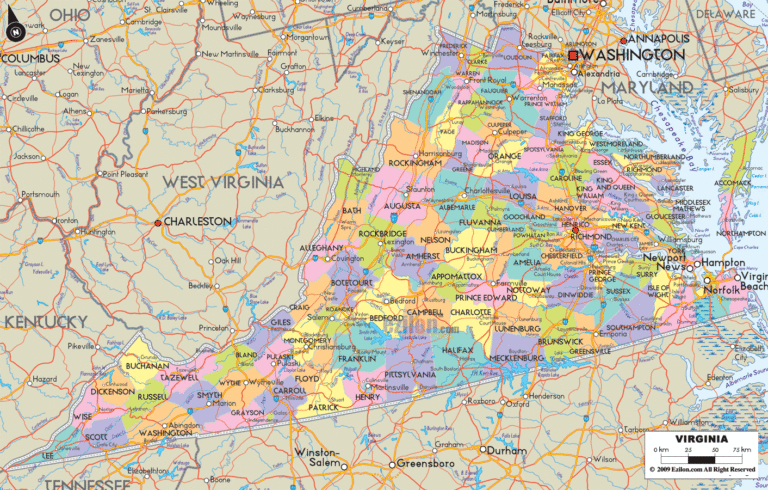 Bản đồ hành chính bang Virginia